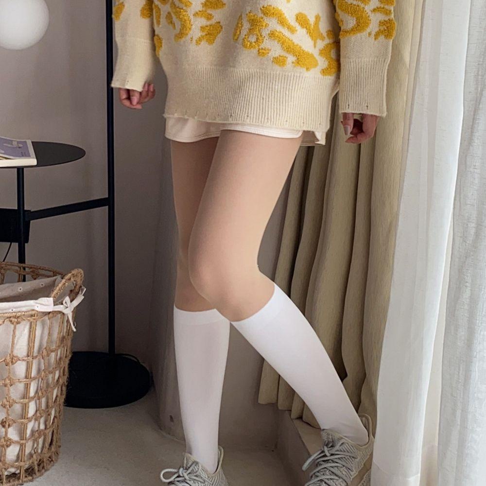 QQMALL Quần Tất Thoáng Khí Màu Sắc Đơn Giản Cho Nữ