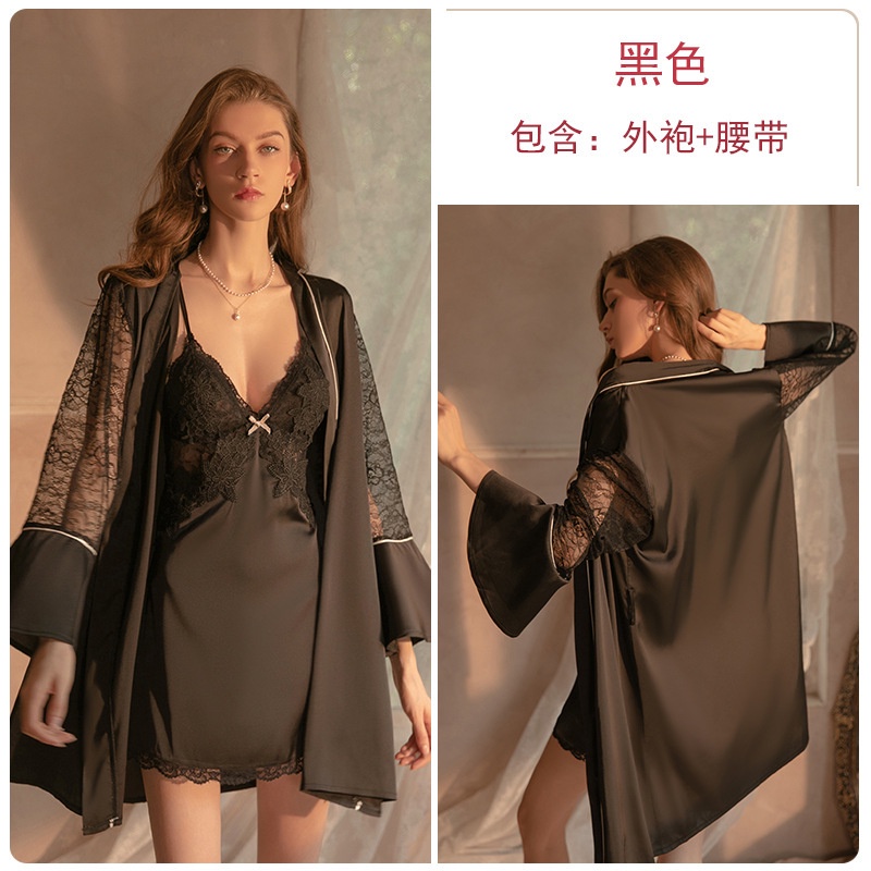 Bộ Đồ Ngủ Liền Thân Vải Lụa Satin Có Đệm Ngực Gợi Cảm