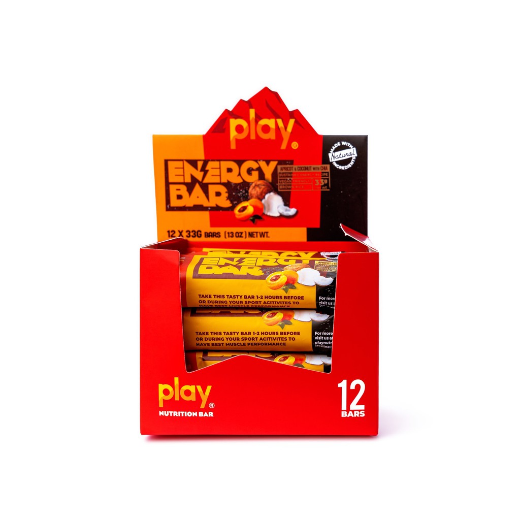 Hộp 12 Thanh Năng Lượng PLAY Vị Mơ Sấy Dừa Khô – PLAY Energy Bar Apricot & Coconut