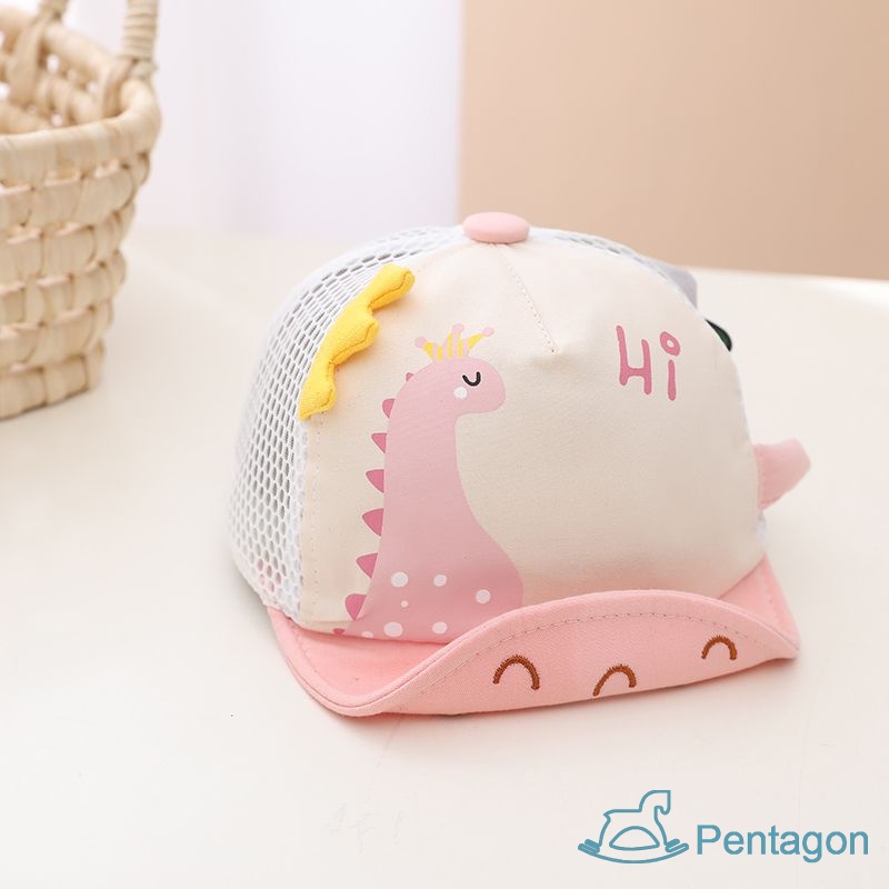 Mũ Lưỡi Trai Vải Lưới Mỏng Mềm Thoáng Khí Hình Khủng Long Hoạt Hình Đáng Yêu Cho Bé