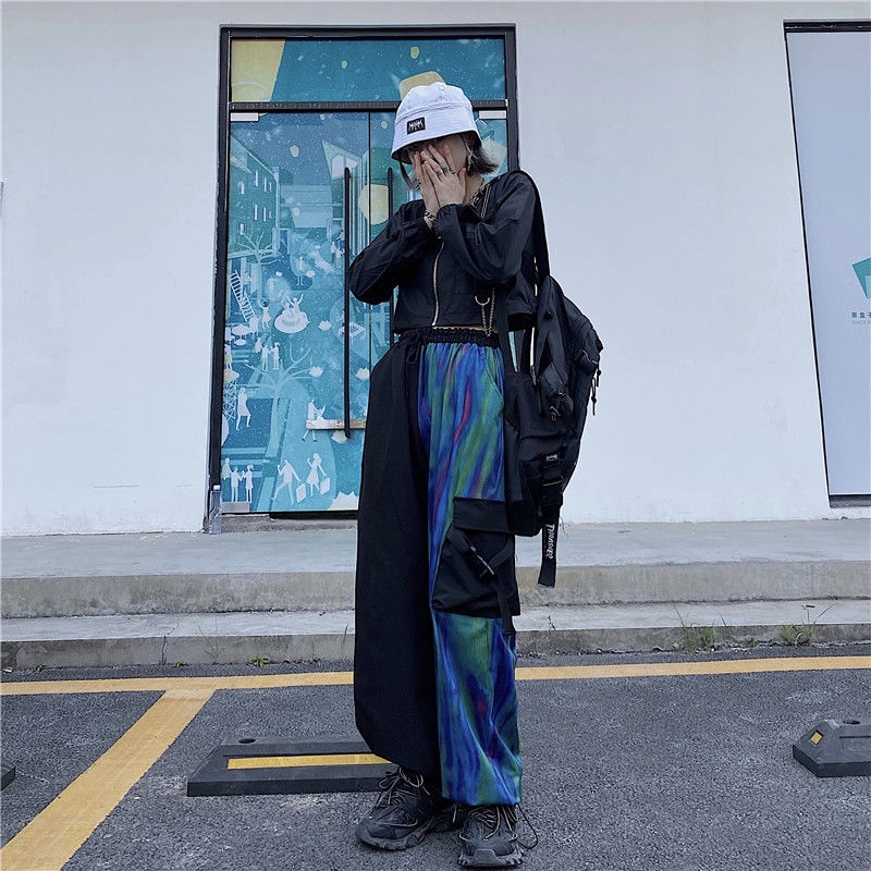 Quần Yếm Chùm 229751 Quần Dài Ống Rộng Phối Màu Gradient Thời Trang Cho Nam Nữ