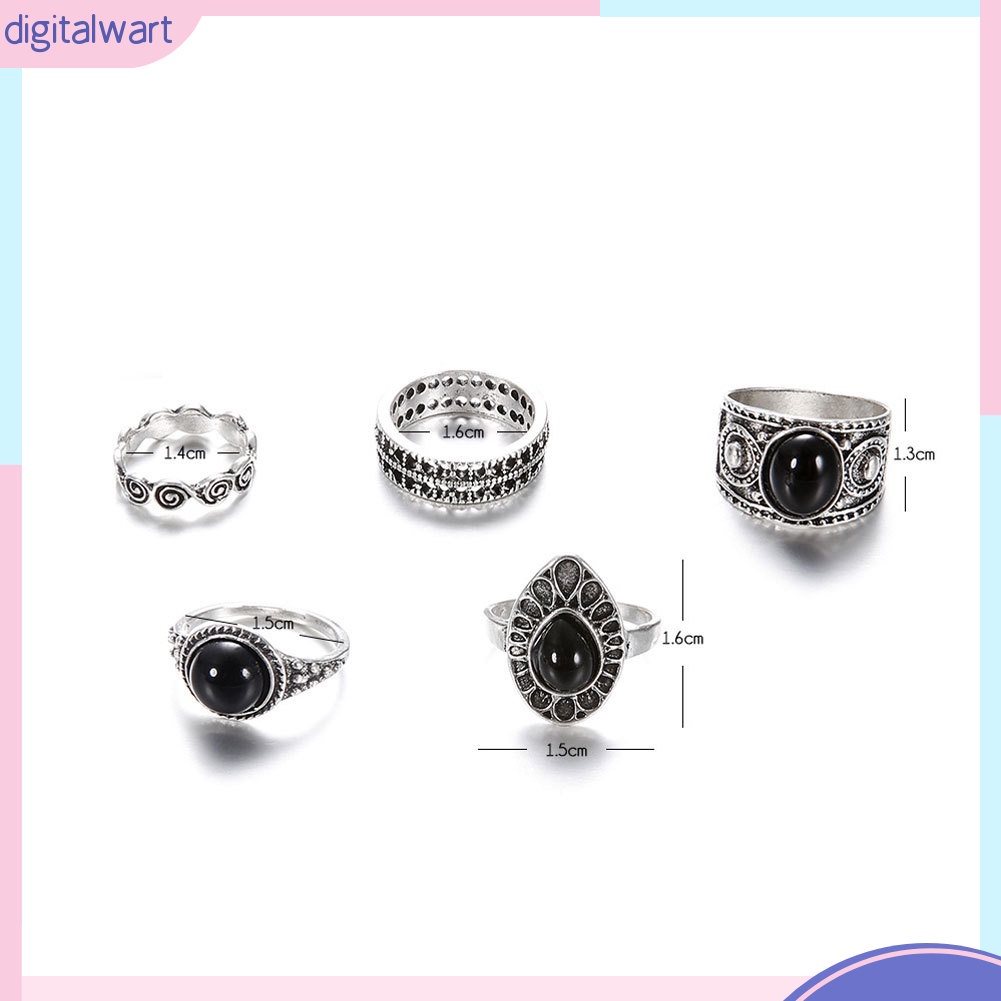 Bộ 5 Nhẫn Đeo Đốt Tay Phong Cách Vintage Xinh Xắn