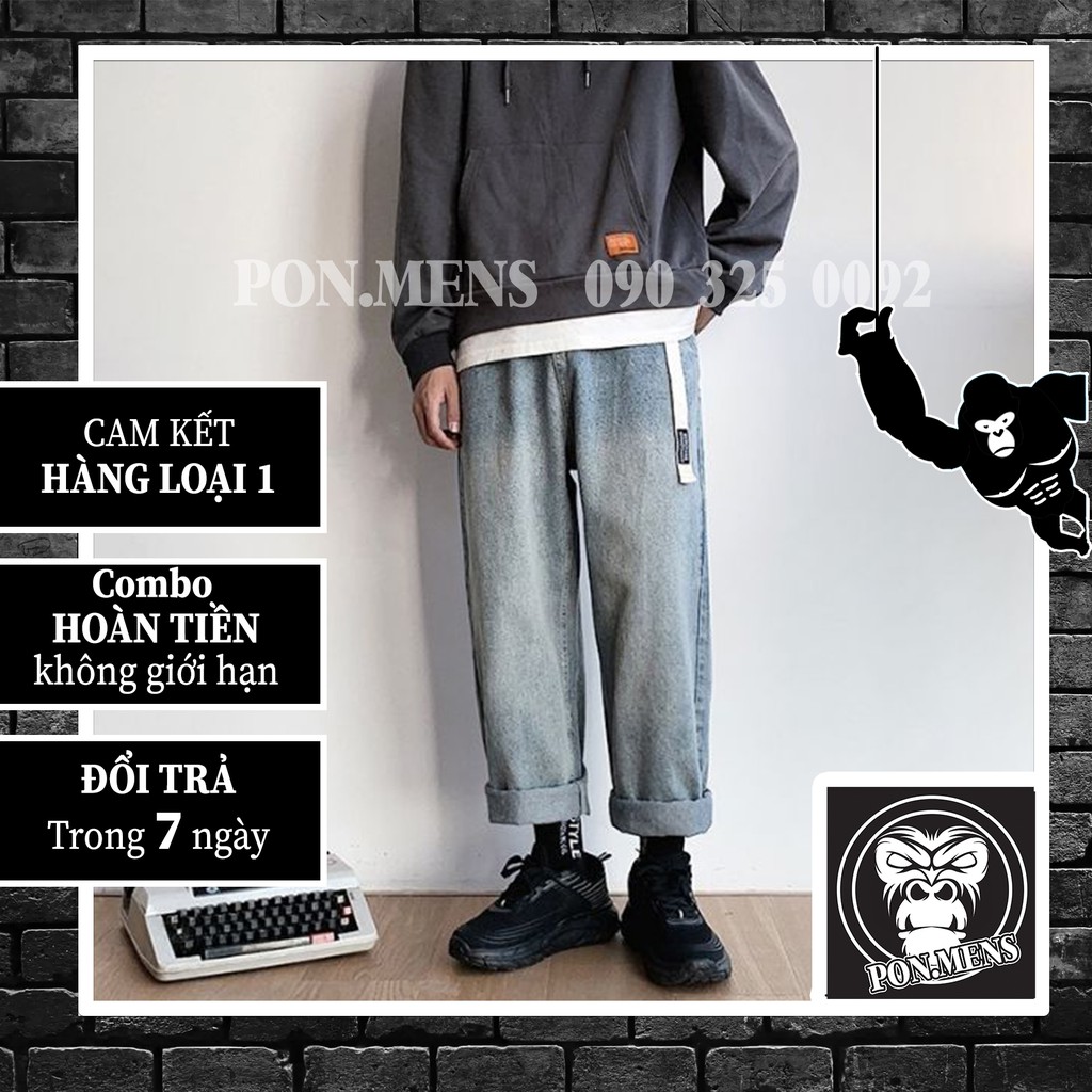 [xả kho lẻ size] Quần jean baggy nam nữ ống rộng màu xanh xám nhạt 2021 | BigBuy360 - bigbuy360.vn
