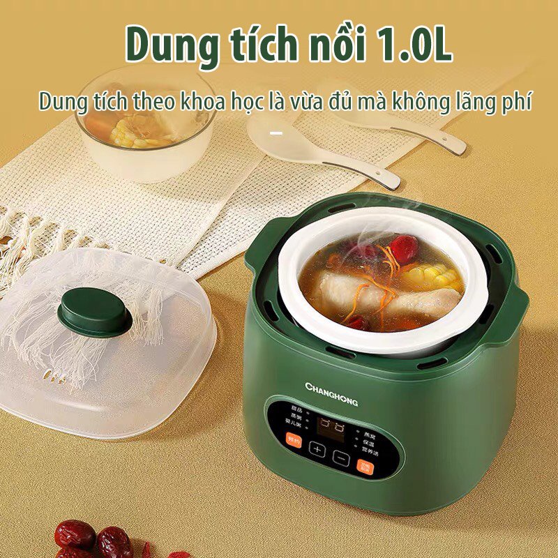 Nồi Chưng Yến Nồi Nấu Cháo Chậm Changhong Cho Bé Ăn Dặm Ninh Hầm Hấp Cách Thủy Đa Năng