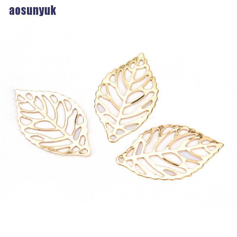 Bộ 50 mặt dây hình chiếc lá rỗng làm đồ trang sức DIY