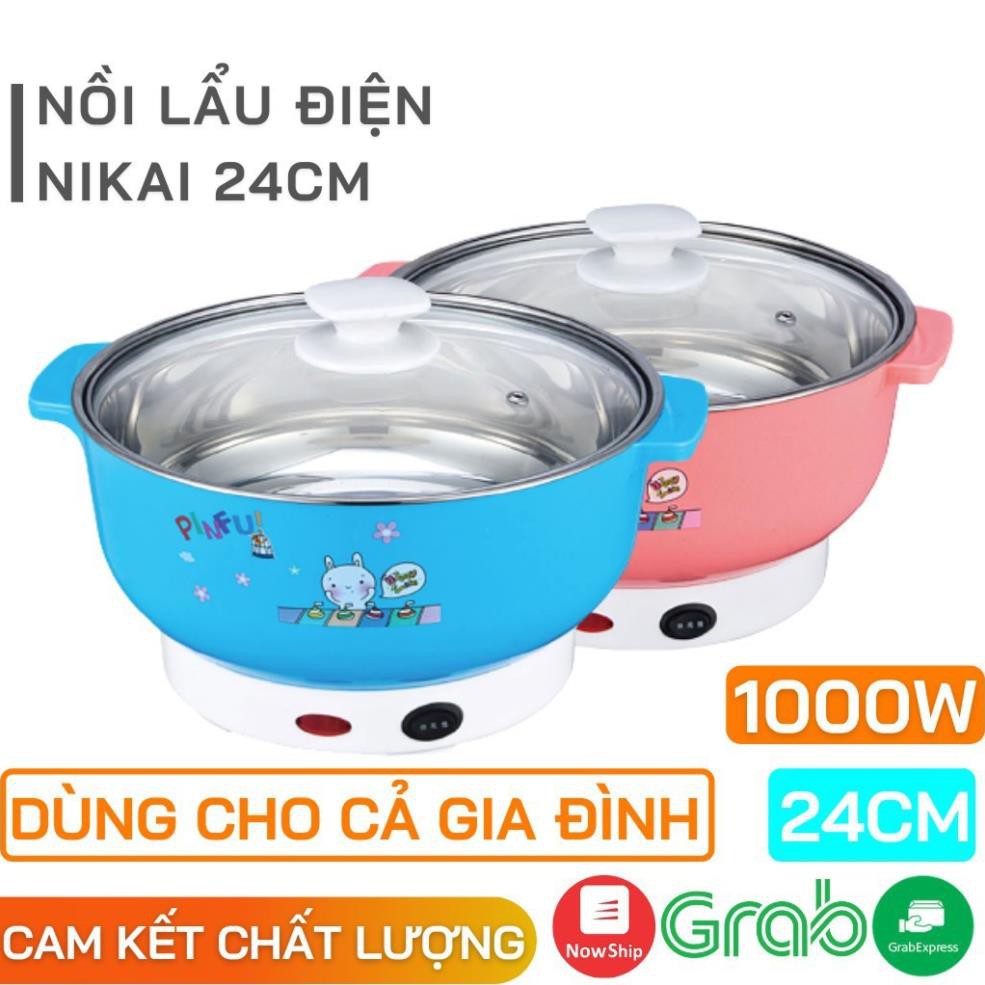 Bảo Hành 1 Năm Nồi Lẩu Điện Mini Đa Năng Nika 24cm 1000W Inox 304, Tiện Dụng Cho 2-3 Người Dùng, Siêu Tiện Dụng