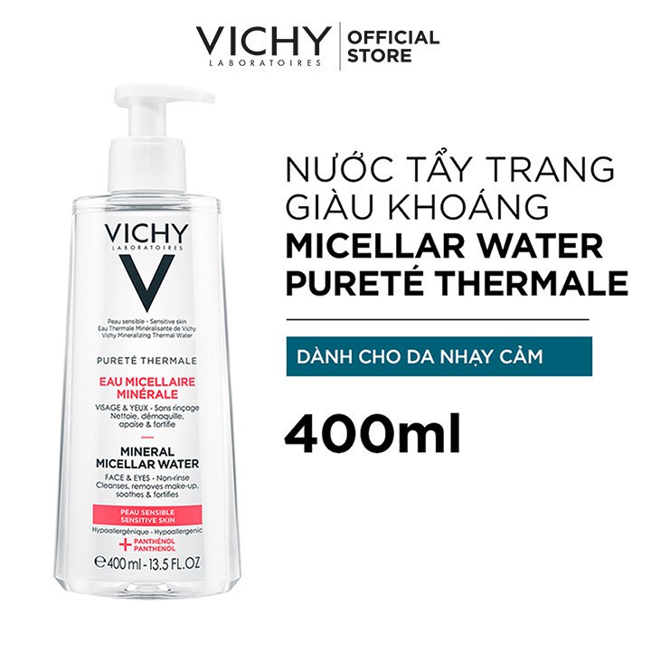 Nước tẩy trang cho da nhạy cảm Vichy Mineral Micellar Water Pureté Thermale 400ml