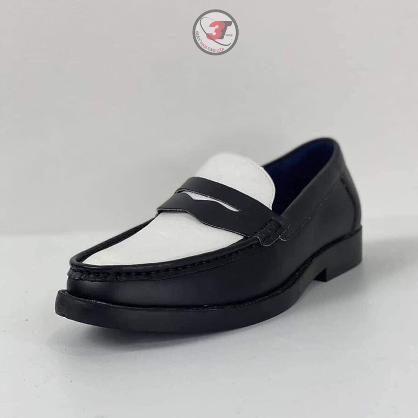 Giày Penny loafer Black  Nam  , DA MỀM , Đế Cao Su nguyên Khối, Có Khâu Đế , tăng chiều cao 3.5 cm