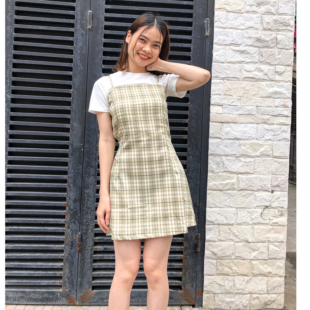 Đầm 2 Dây Kẻ Caro Vải Mềm Mát Buộc Nơ Lưng Điều Chỉnh Được Dây Áo Cực Xinh - V.LL.05 | BigBuy360 - bigbuy360.vn