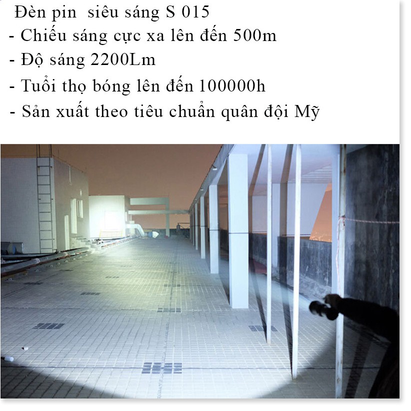 Đèn Pin Chống Nước LYS015 ✔️Chính hãng✔️ Chiếu xa 600m, Chống nước, Pin Cực Bền +Tặng sạc, hộp đựng.