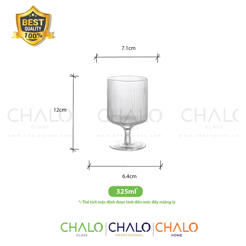 Ly thuỷ tinh Goblet đựng kem hoa văn sọc 325ml (Thủy tinh chịu nhiệt Borosilicat) - CS04