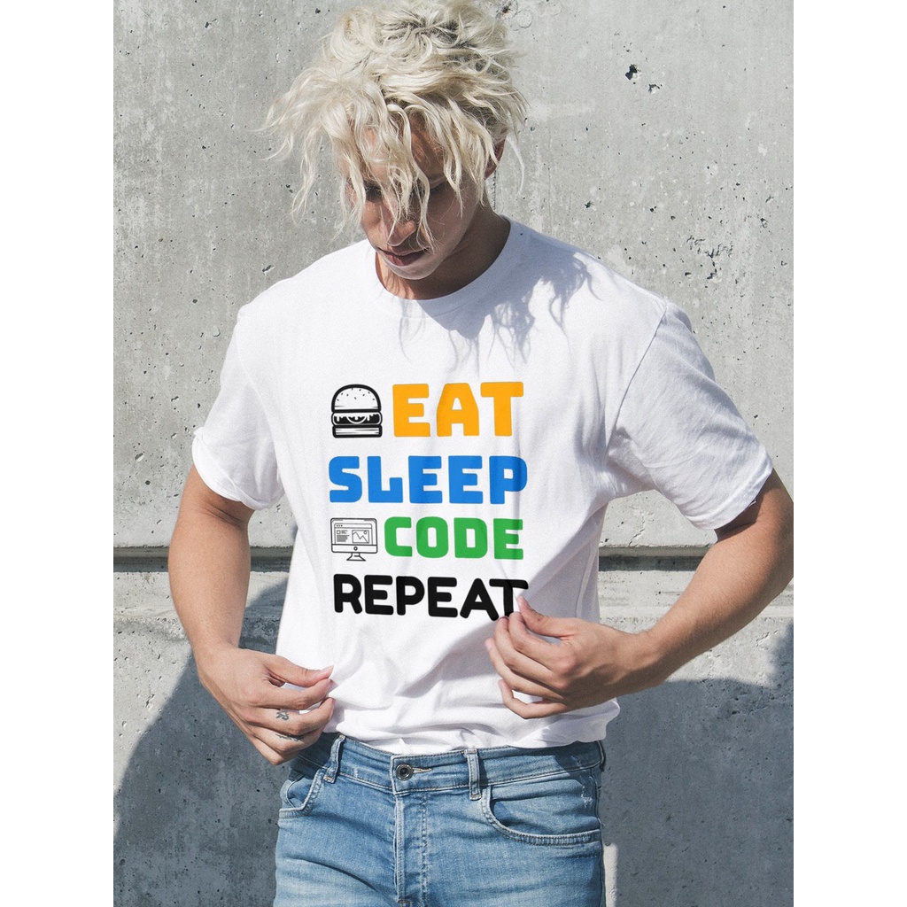 Áo thun eat sleep code repeat
