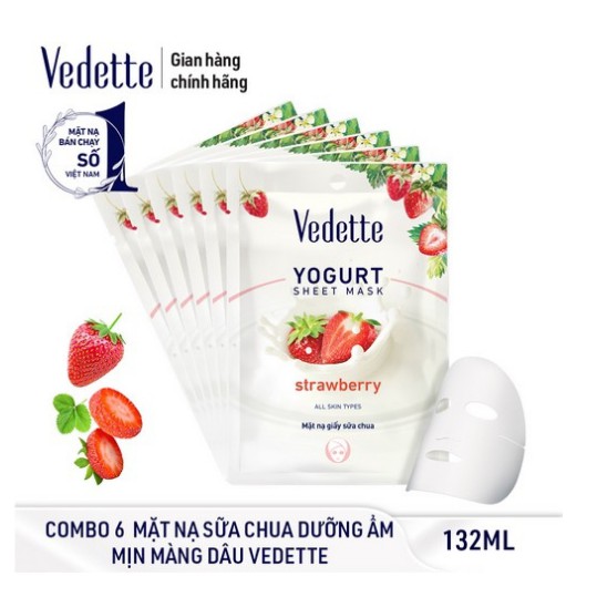 Mặt nạ giấy sữa chua dâu (Strawberry) Dưỡng Ẩm Mịn Màng Vedette Spa Series Yogurt Mask