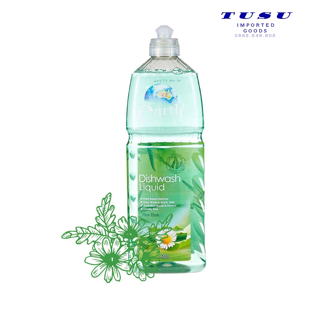 Nước rửa chén cao cấp Earth Choice chiếc xuất lô hội / Aloe Fresh không hại da tay 1 lít - Nhập khẩu chính hãng từ ÚC