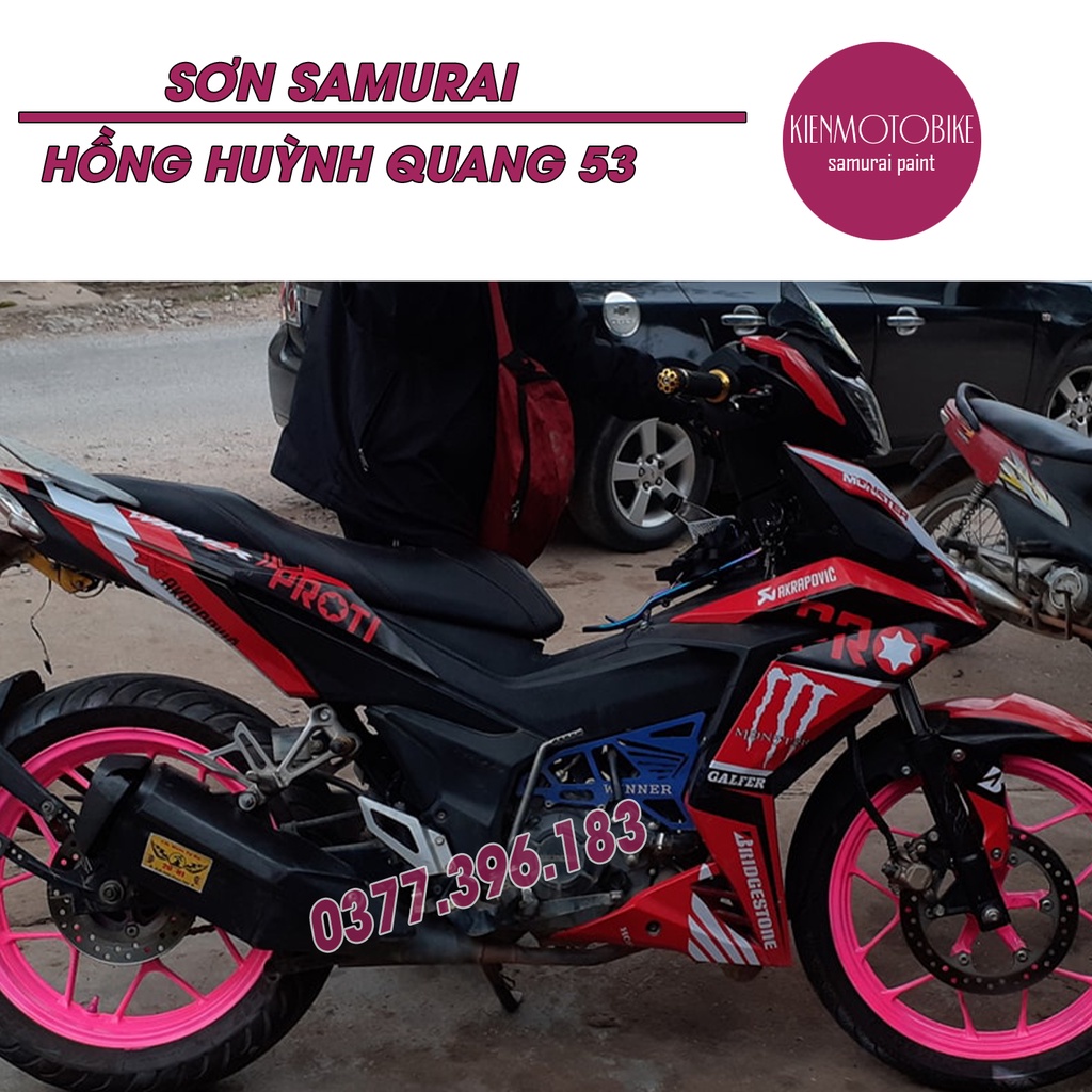 Sơn samurai màu hồng huỳnh quang 53 - chai sơn xịt chuyên dụng cho sơn xe máy ô tô