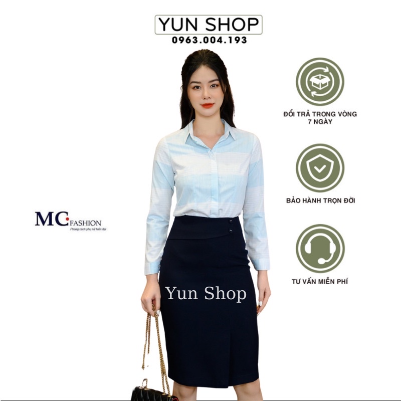 Áo Sơ Mi- Áo nữ Công Sở Dài Tay, Hoạ Tiết Kẻ To Chất Liệu Lụa Tằm Cao Cấp Lên Phom Dáng Đẹp, Chuẩn Hãng MC Fashion