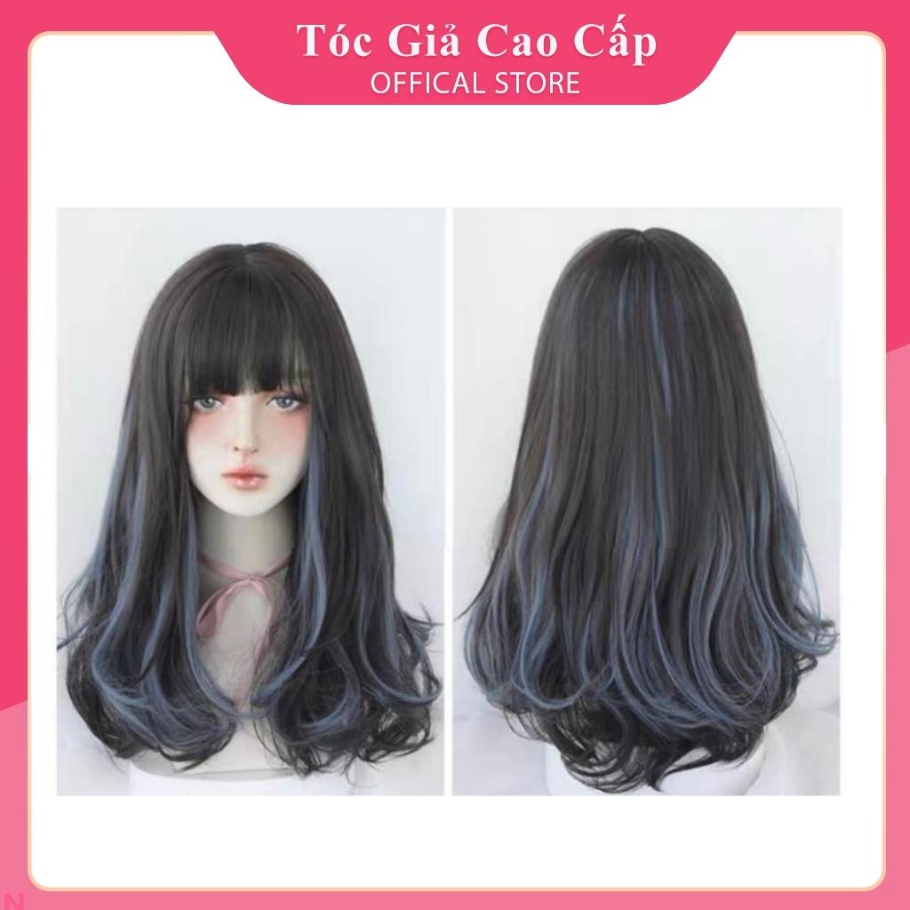 tóc gia nguyên đầu xoăn phối light xanh FREESHIP❤️ mã 8276