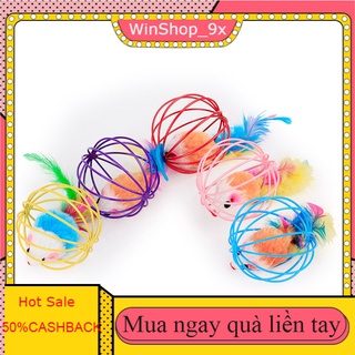 Đồ Chơi Bóng Chuột Trong Lồng Cho Mèo-Đồ chơi cho mèo