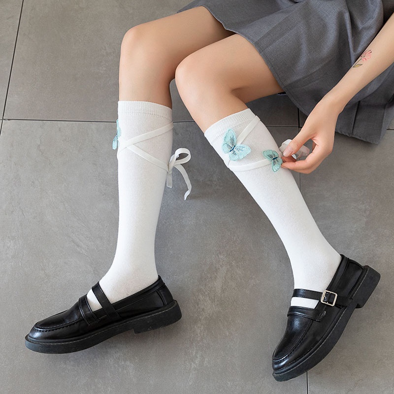Vớ Nữ Bít Tất Đính Nơ Bướm Ba Chiều Phong Cách Lolita Nhật Bản Dễ Thương Độc Đáo