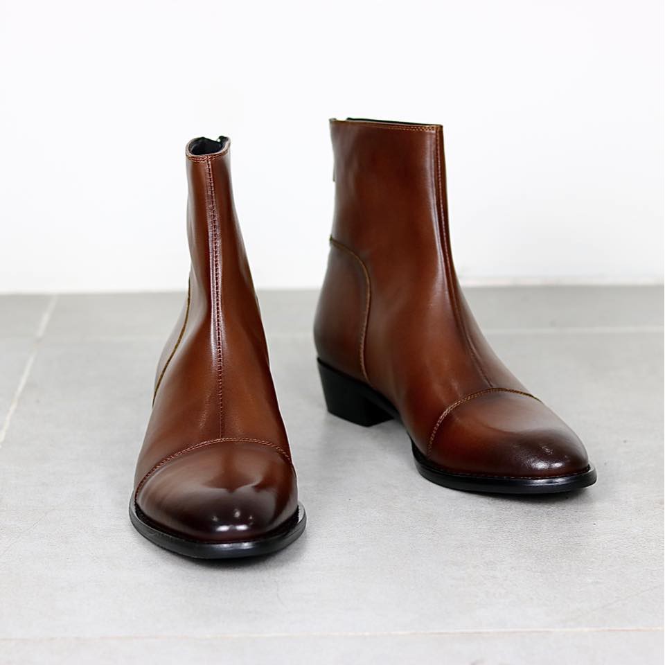 (BỐT NAM)ZIP BOOT ĐẾ PHÍP GỖ CAO 4.5CM DA BÒ TẤM - BẢO HÀNH 12 THÁNG | BigBuy360 - bigbuy360.vn