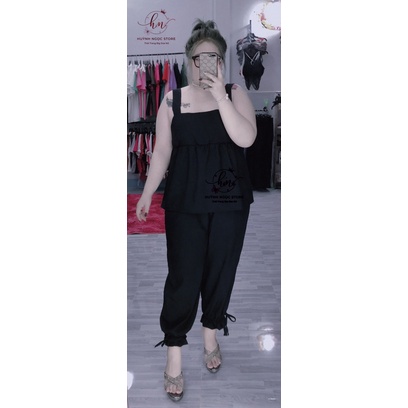 𝗕𝗜𝗚 𝗦𝗜𝗭𝗘 Set Quần Dài Áo Baby Doll 𝟲𝟬-𝟵𝟱𝗸𝗴