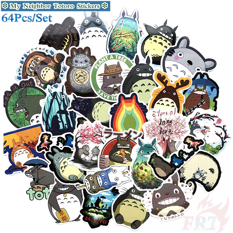 ❉ My Neighbor Totoro Giấy và decal dán tường ❉ 64Pcs/Set Anime Waterproof DIY Fashion Decals Doodle Stickers