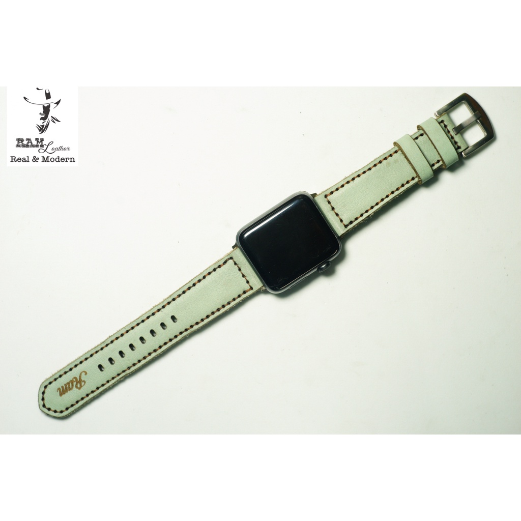 Dây đồng hồ Apple Watch da bò thật - RAM Leather Classic xanh ngọc