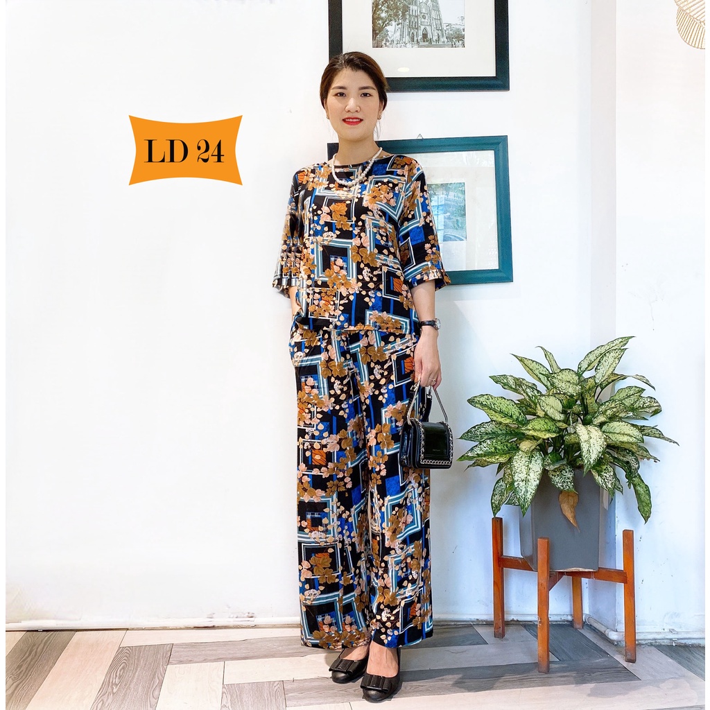 Bộ Lanh Tay Lỡ Quần Dài Cho Mẹ Cho Bà