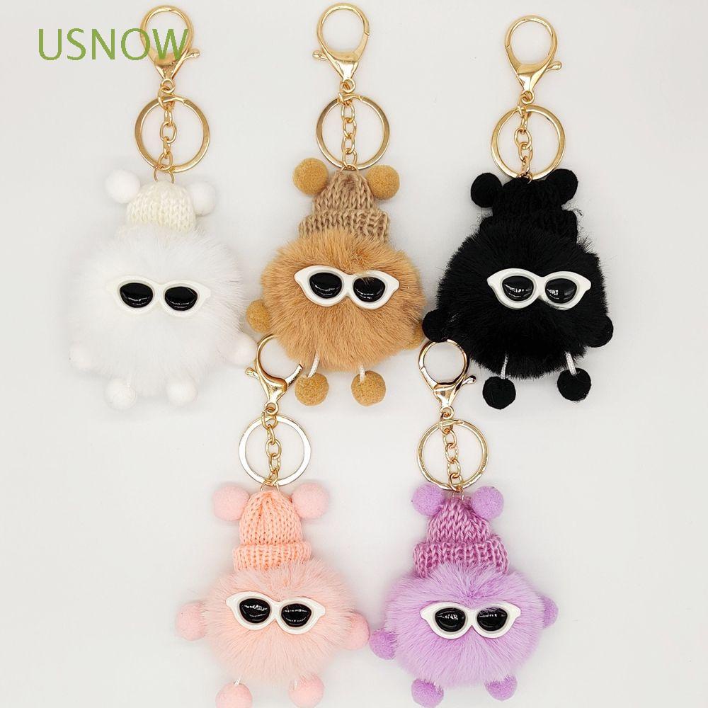 Móc chìa khóa gắn bóng lông pompom mềm mại dễ thương nhiều màu tùy chọn