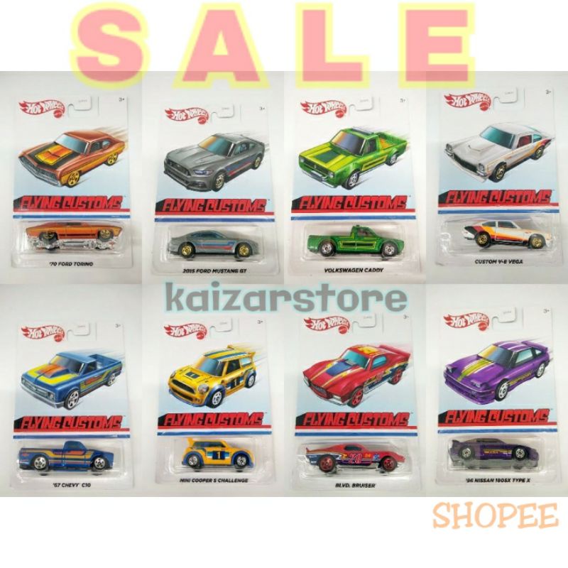 Hot Wheels Mô Hình Xe Hơi Nissan 180sx Ford mustang Volkswagen Caddy cooper V8 Vega Chevy C10 Nisswagen Caddy Costum V8