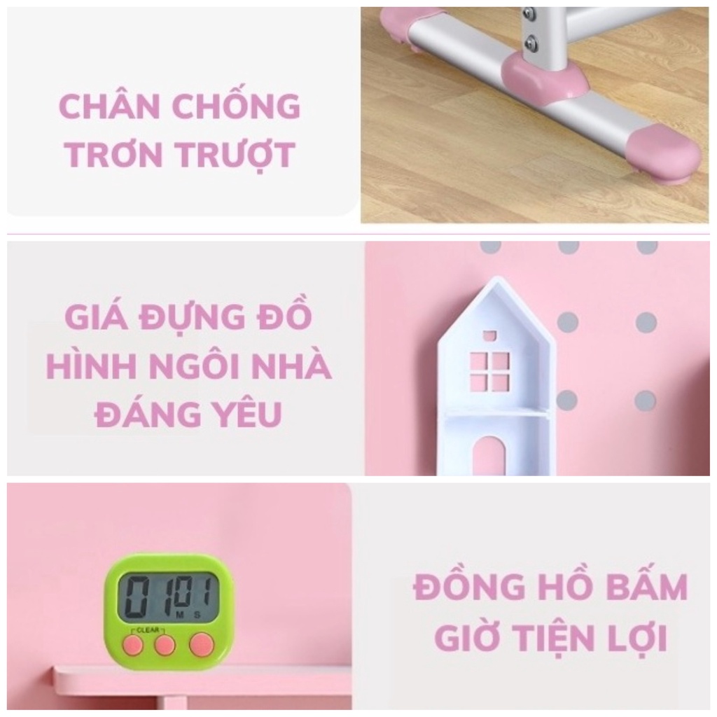 Bộ bàn học SKYA A162 bàn học cho bé chống cận chống gù điều chỉnh thông minh kèm ngăn kéo và giá sách tiện dụng học sinh