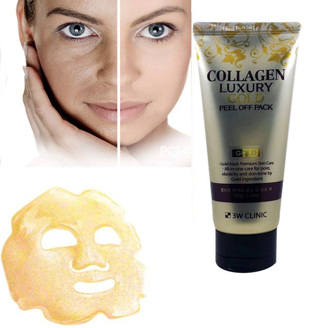 Mặt nạ dưỡng da tinh chất vàng 24k COLLAGEN & LUXURY GOLD - 3W CLINIC COLLAGEN & LUXURY GOLD FEEL OFF PACK