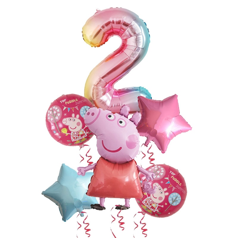 Bộ 6 Bong Bóng Hình Heo  Màu Hồng Đáng Yêu