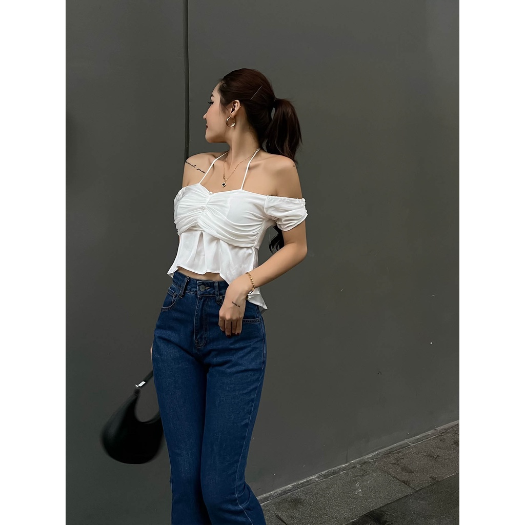 Áo Croptop Nữ Santorini , Chất Vải lụa satin Thoải Mái , WC000163 ,SOMEHOW