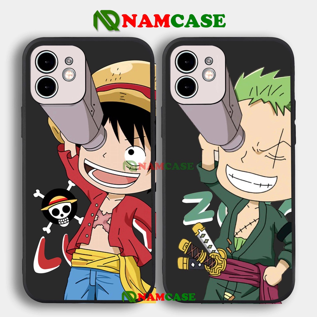Ốp lưng iPhone cặp đôi Anime cạnh viền vuông silicon dẻo cho iphone 6/6s/7/8/X/XS/XR/11/12/13 Pro Plus Max Luffy cute