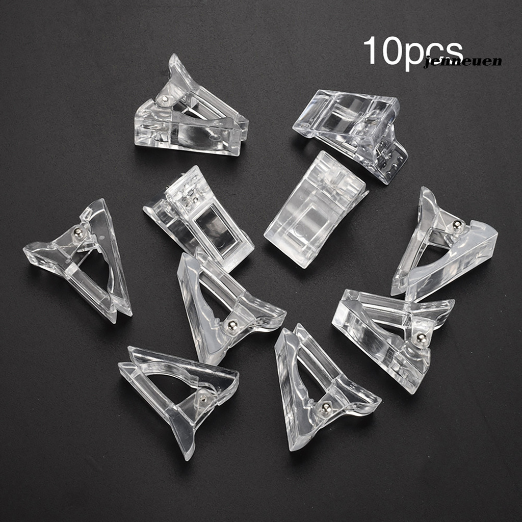 [Hàng mới về] Bộ 10 Kẹp Giữ Miếng Dán Móng Tay Bằng Nhựa Trong Suốt Tiện Dụng