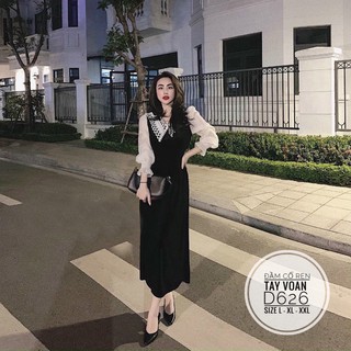 Bigsize Đầm cổ ren tay voan D626