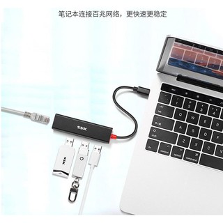 BỘ CHUYỂN TYPE-C RA 3 USB 3.0 + LAN SSK SHU-C540