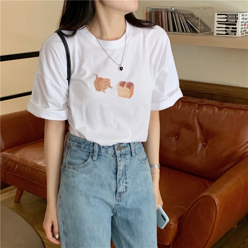 Áo Thun In Hình Mèo Dễ Thương 49116