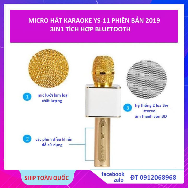 micro hat karaoke YS-11 3 IN1 tích hơp bluetooth