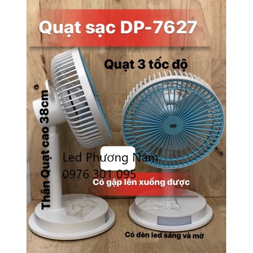 (sale) Quạt sạc để bàn có đèn Led đa năng DP-7627