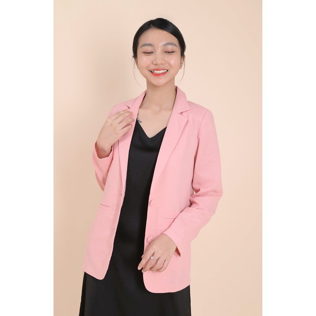 ÁO KHOÁC LINEN HỒNG tới từ KHÀN phong cách Hàn Quốc, thanh lịch, sang chảnh, thời trang công sở (có ảnh thật) | BigBuy360 - bigbuy360.vn