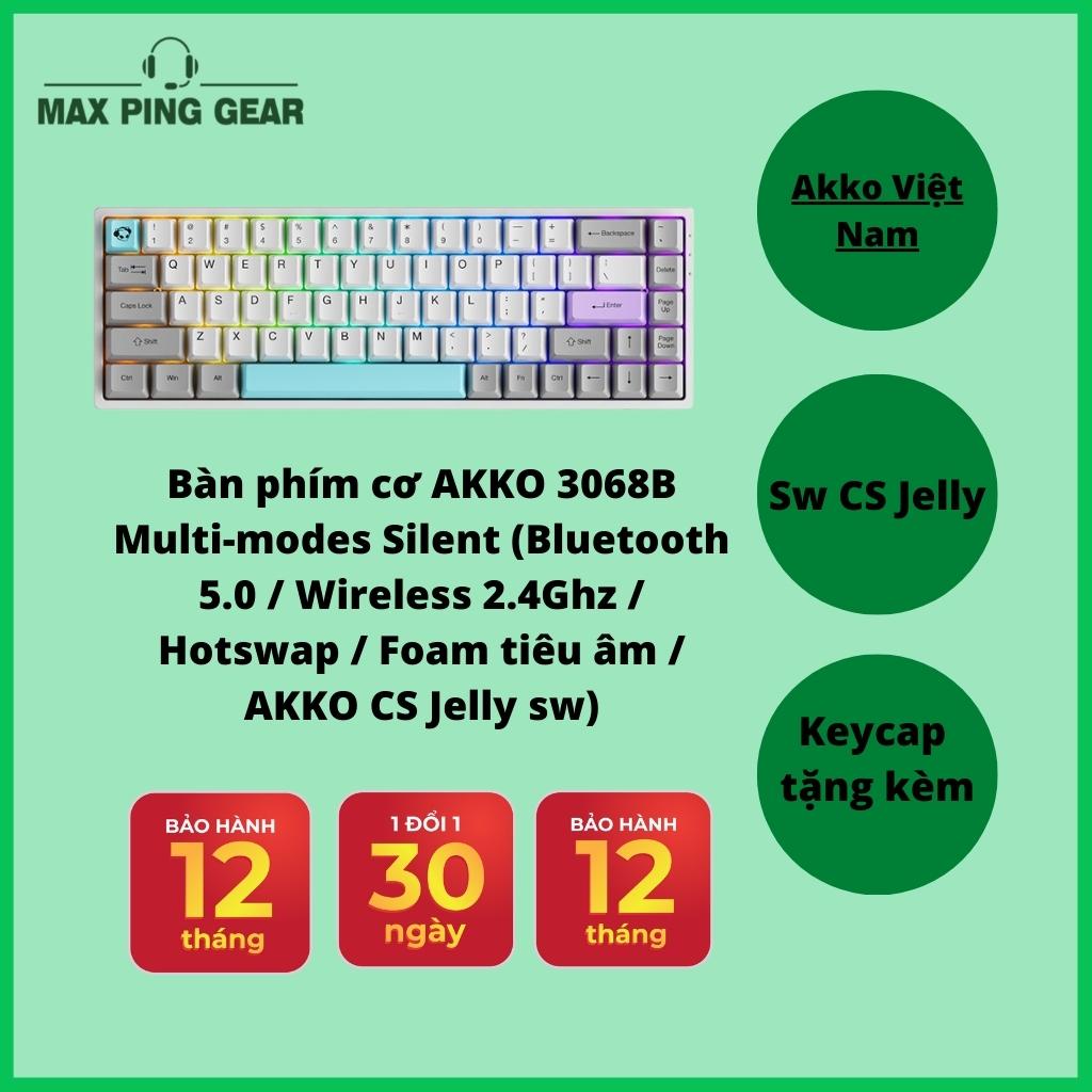 Bàn phím cơ AKKO 3068B Multi-modes Silent (Bluetooth 5.0 / Wireless 2.4Ghz / Hotswap / Foam tiêu âm / AKKO CS Jelly sw)