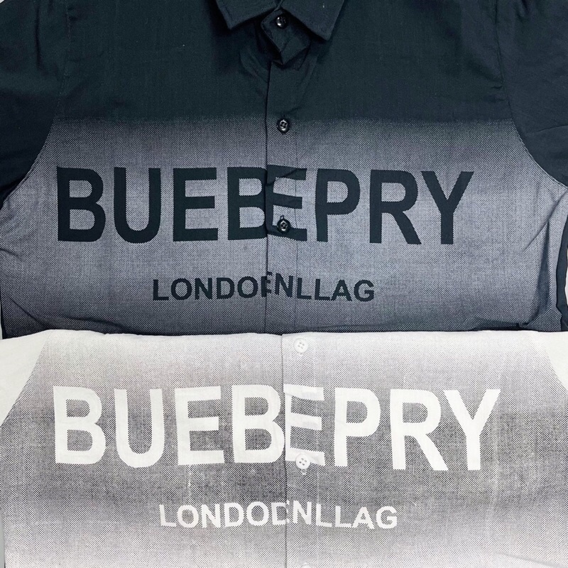 Áo sơ mi nam nữ ngắn tay chất liệu vải đũi in chữ BURB, BALEN, phong cách thời trang công sở tinh tế và sang trọng