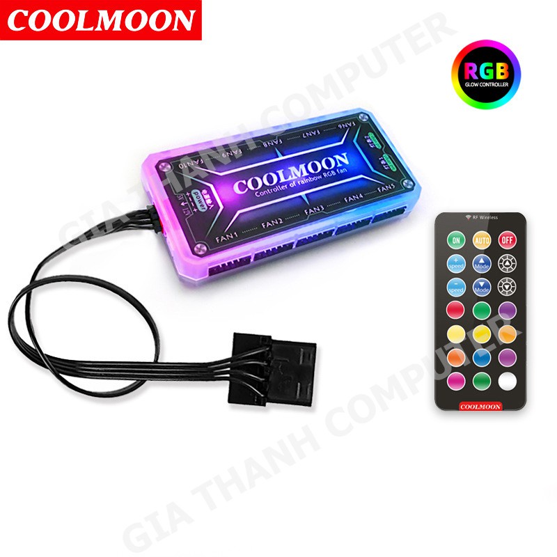 Bộ Hub Điều Khiển Coolmoon Đồng Bộ Fan RGB, Giá Đỡ VGA, Dây LED Strip, Tản CR1400