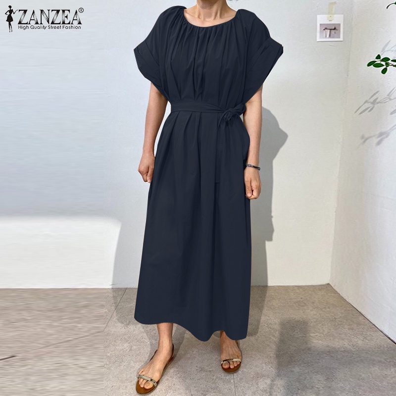 Zanzea Đầm Dài Tay Ngắn Thời Trang Phong Cách Hàn Quốc Cho Nữ