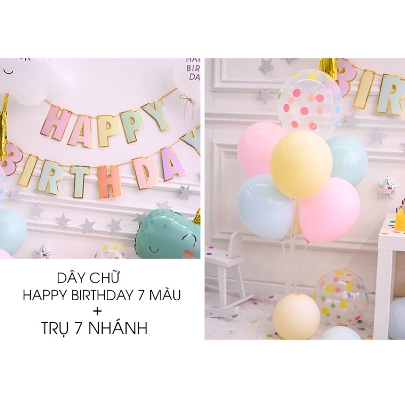 Set bóng trang trí sinh nhật Handmade kiểu Hàn Quốc cho tiệc đầy tháng, sự kiện, sinh nhật [ Tặng BƠM BÓNG + KEO DÁN ]