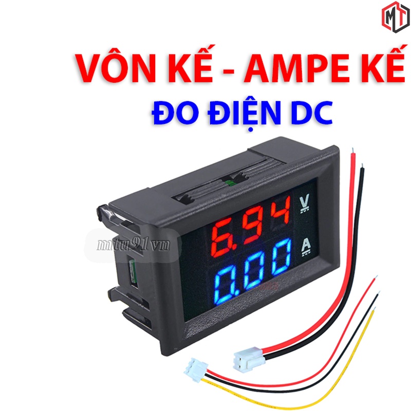Đồng Hồ Led - Vôn kế điện tử 100V/10A 100V/100A - Vôn kế DC đo dòng và áp