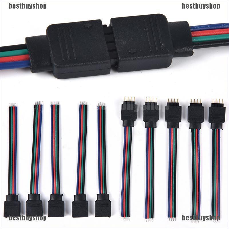 Set 10 Dây Cáp Kết Nối 4pin Đực Cái Cho Đèn Led 3528 5050