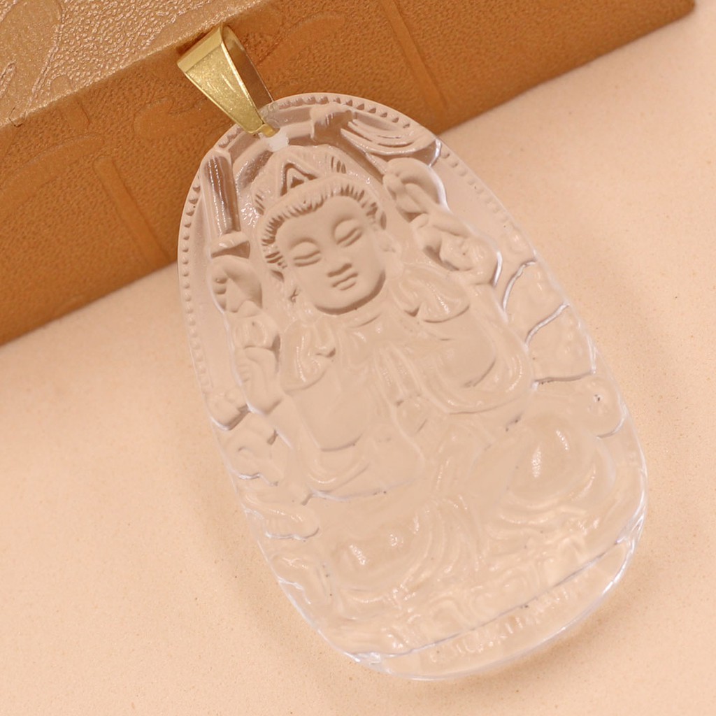 Mặt dây chuyền Phật Thiên Thủ Thiên Nhãn pha lê trắng 3.6cm - Phật bản mệnh tuổi Tý - Mặt size nhỏ - Tặng kèm móc inox